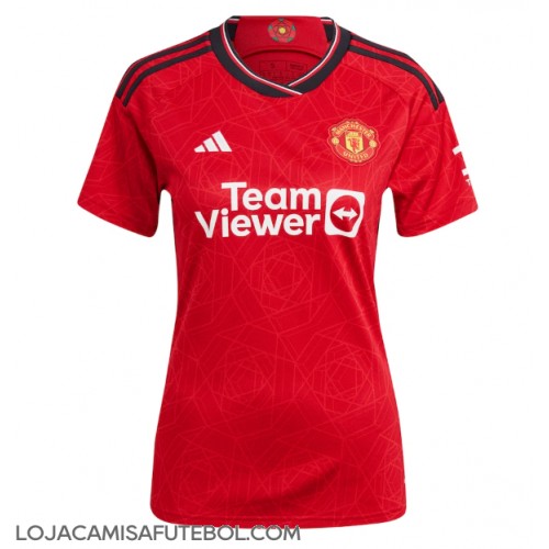 Camisa de Futebol Manchester United Equipamento Principal Mulheres 2023-24 Manga Curta